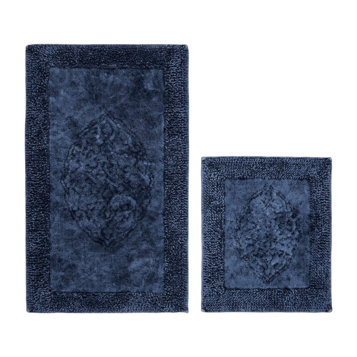 Mijölnir Juego de alfombrillas de baño de algodón 100% Azul oscuro